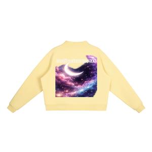 space sweatshirt,galaxy sweatshirt,cosmic apparel,dream beyond the sky,celestial fashion,oversized sweatshirt,universe clothing,moon graphic sweatshirt,motivational clothing,made to elevate