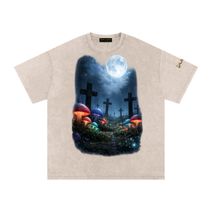 streetwear graphic tee,dark aesthetic shirt,gothic streetwear,oversized tee men,vintage wash shirt,y2k streetwear,grunge aesthetic clothing,spiritual graphic tee,cross graphic shirt,edgy fashion men