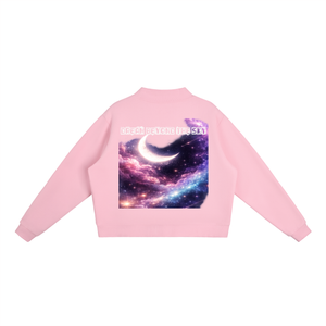 space sweatshirt,galaxy sweatshirt,cosmic apparel,dream beyond the sky,celestial fashion,oversized sweatshirt,universe clothing,moon graphic sweatshirt,motivational clothing,made to elevate