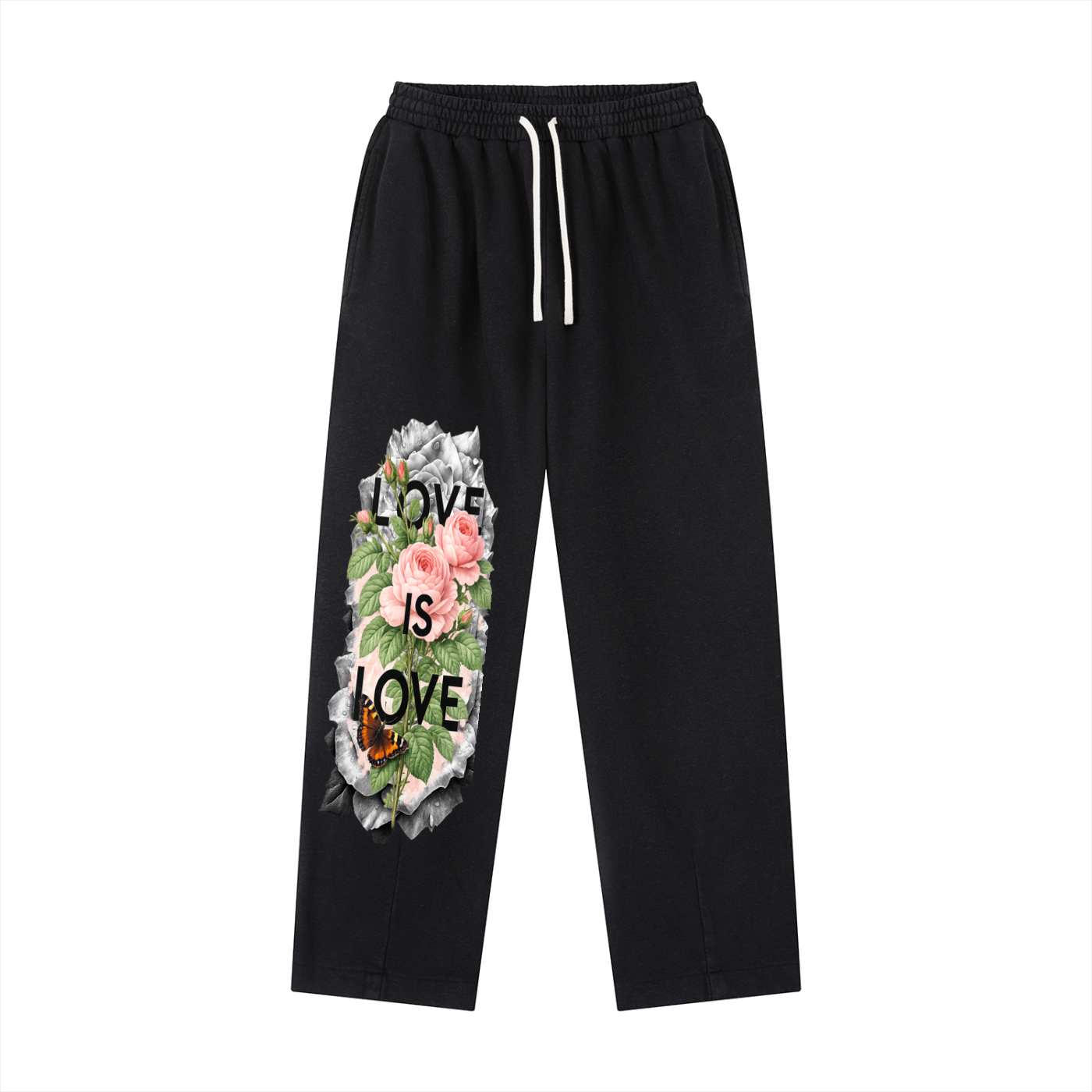 flare pants women,streetwear pants,graphic sweatpants,aesthetic pants,black flare pants,women streetwear pants,love is love pants,rose graphic pants,trendy pants women