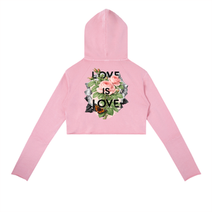 cropped hoodie,streetwear hoodie,graphic hoodie,love is love hoodie,rose graphic hoodie,floral streetwear,romantic aesthetic hoodie,love hoodie,trendy hoodie