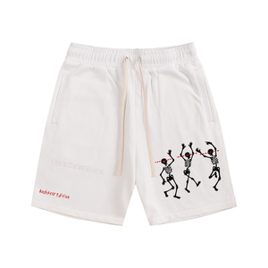 streetwear shorts,skeleton shorts,graphic shorts men,black streetwear,grunge aesthetic clothing,y2k streetwear,rockstar style shorts,urban fashion men,edgy streetwear,oversized shorts