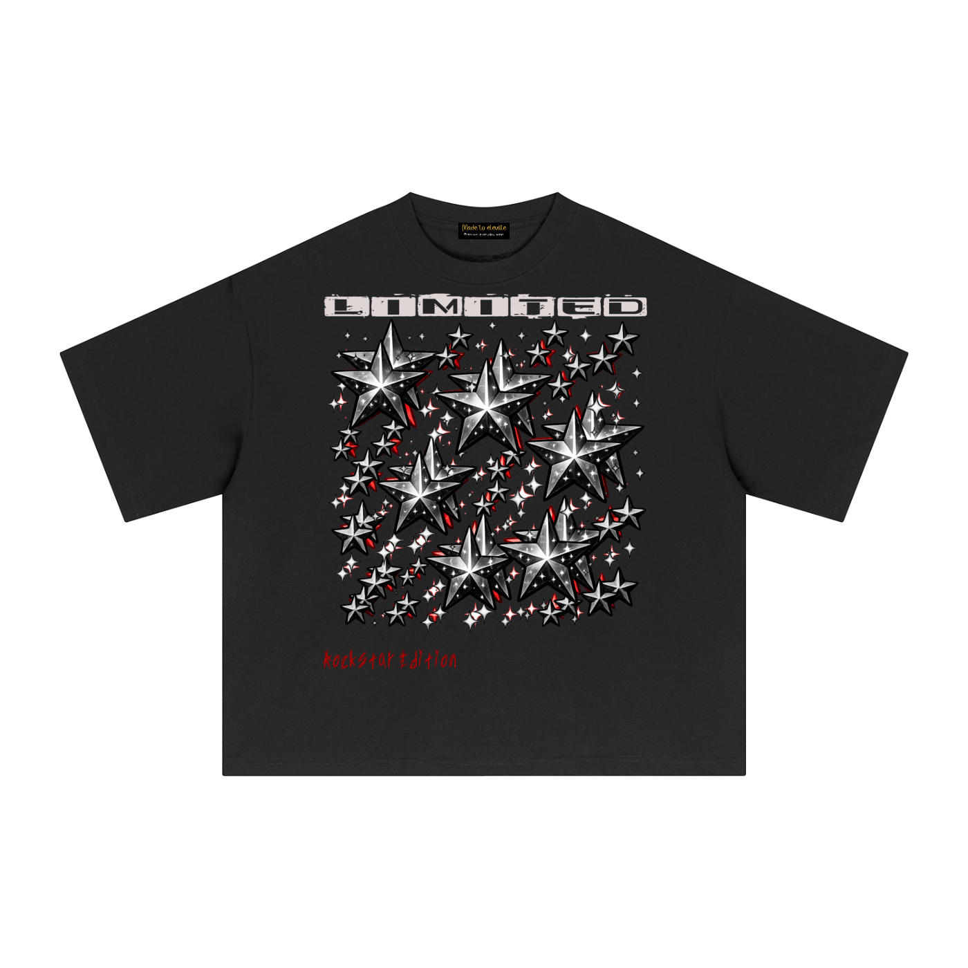 rockstar shirt,star graphic tee,streetwear brand,y2k aesthetic shirt,oversized tee,chrome star shirt,aesthetic clothing,grunge streetwear,hypebeast fashion,statement tee