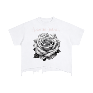 above ordinary tee,statement tee,graphic tee,streetwear brand,rose graphic tee,skull butterfly shirt,premium streetwear,edgy streetwear