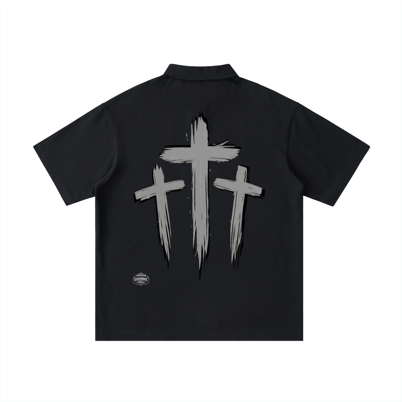faith polo,luxury polo,christian apparel,cross polo shirt,premium streetwear,black polo,elevated style,duilx apparel,exclusive apparel,made to elevate