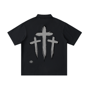 faith polo,luxury polo,christian apparel,cross polo shirt,premium streetwear,black polo,elevated style,duilx apparel,exclusive apparel,made to elevate