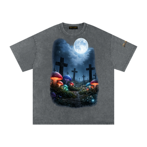 streetwear graphic tee,dark aesthetic shirt,gothic streetwear,oversized tee men,vintage wash shirt,y2k streetwear,grunge aesthetic clothing,spiritual graphic tee,cross graphic shirt,edgy fashion men